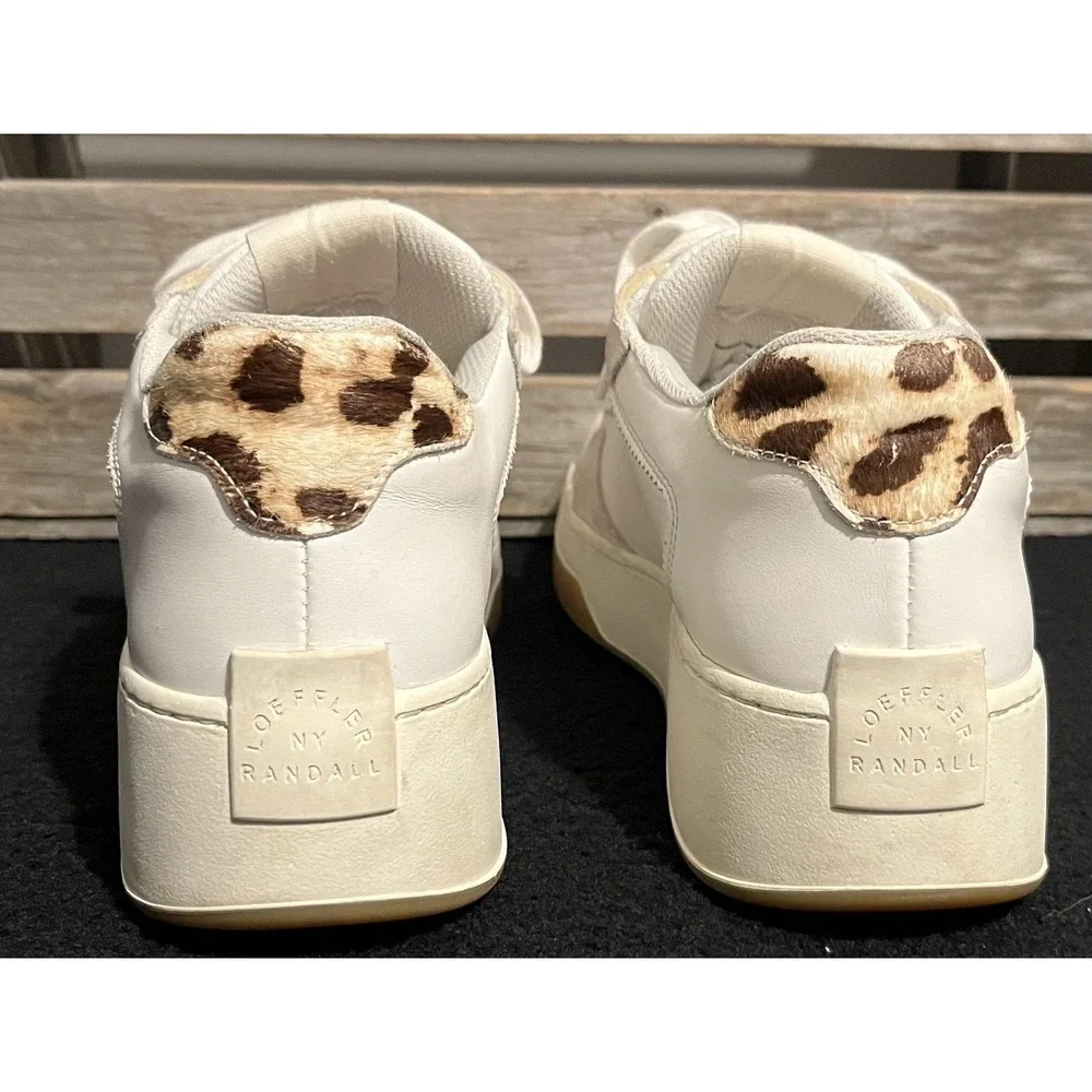 Loeffler Randall Gia Sneakers 7.5 Cream‎ Suede Canvas Leopard Beaded Portugal